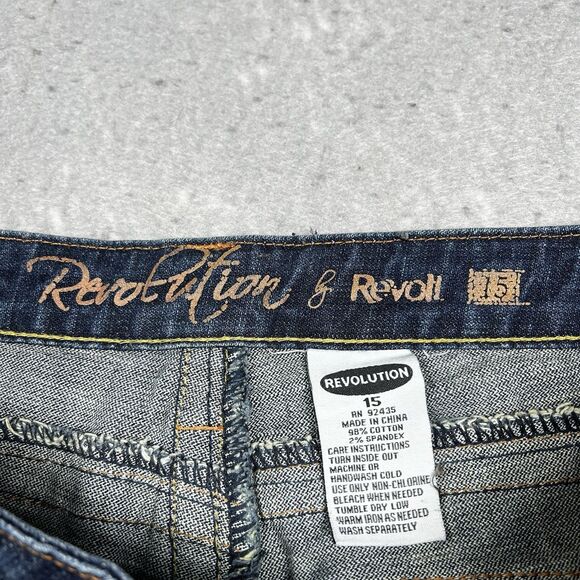 Revolution by Revolt Jeans Womens Juniors Size 15 Blue Denim Flared Jeans - Picture 10 of 11